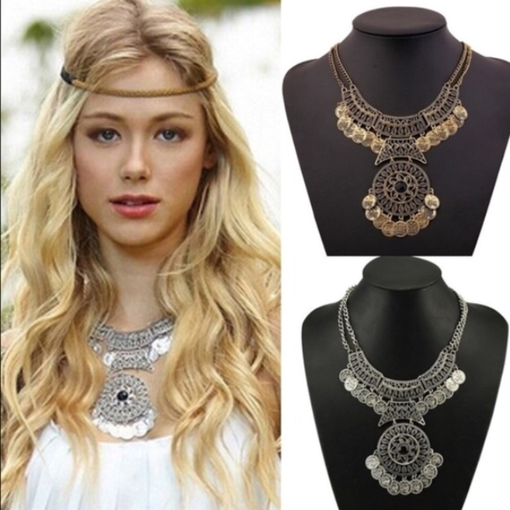 New With Tags Boho Chic Coin Statement Necklace
